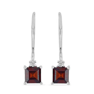 BUY REAL GARNET GEMSTONE CLASSIC EARRINGS IN STERLING SILVER
